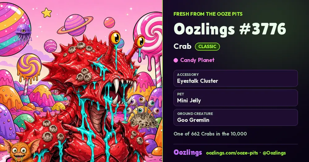 Oozlings #3776, a Classic Crab in Candy Planet