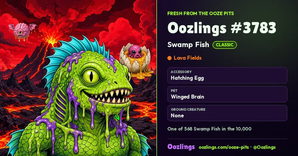 Oozlings #3783, a Classic Swamp Fish in Lava Fields