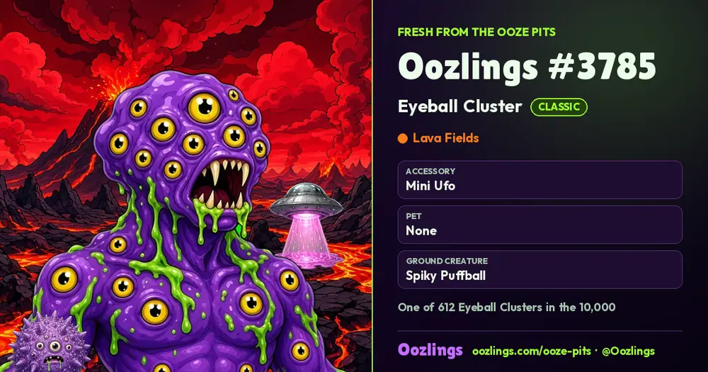 Oozlings #3785, a Classic Eyeball Cluster in Lava Fields