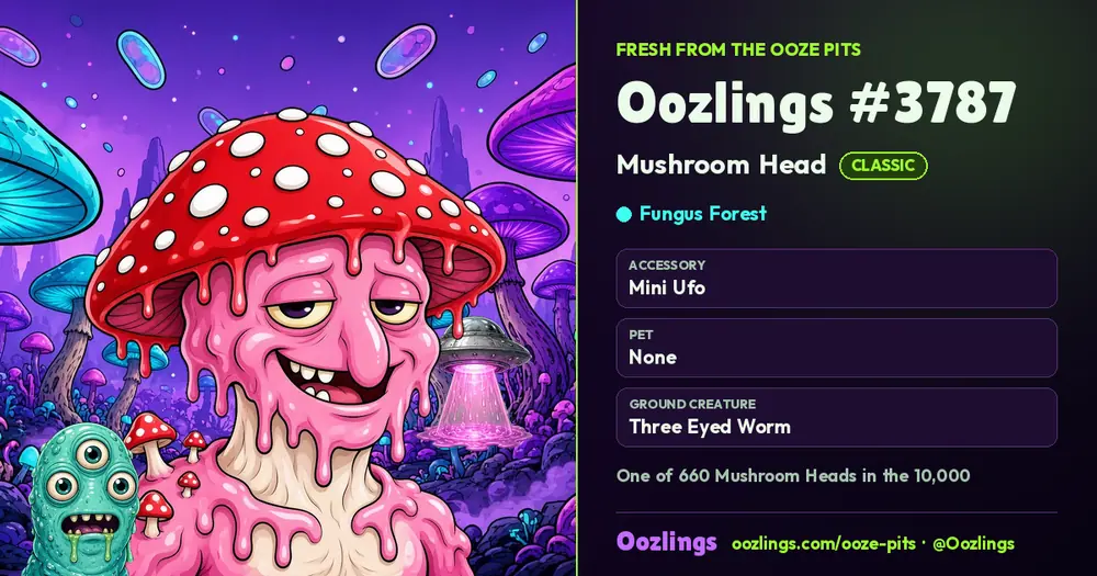 Oozlings #3787, a Classic Mushroom Head in Fungus Forest