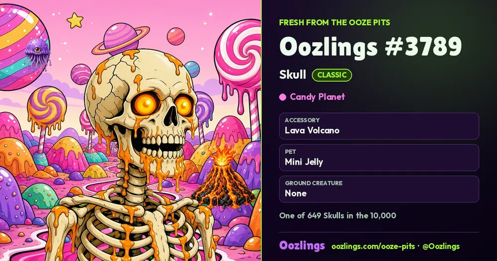 Oozlings #3789, a Classic Skull in Candy Planet
