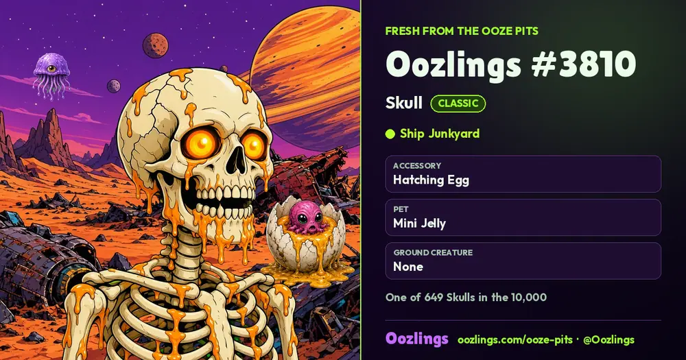 Oozlings #3810, a Classic Skull in Ship Junkyard