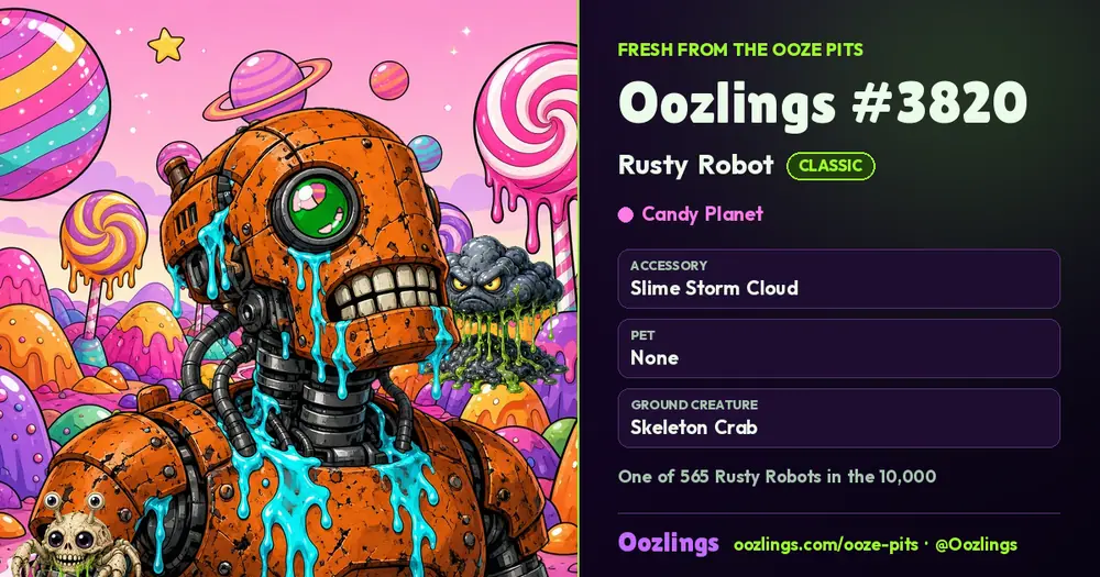 Oozlings #3820, a Classic Rusty Robot in Candy Planet
