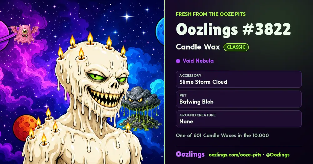 Oozlings #3822, a Classic Candle Wax in Void Nebula