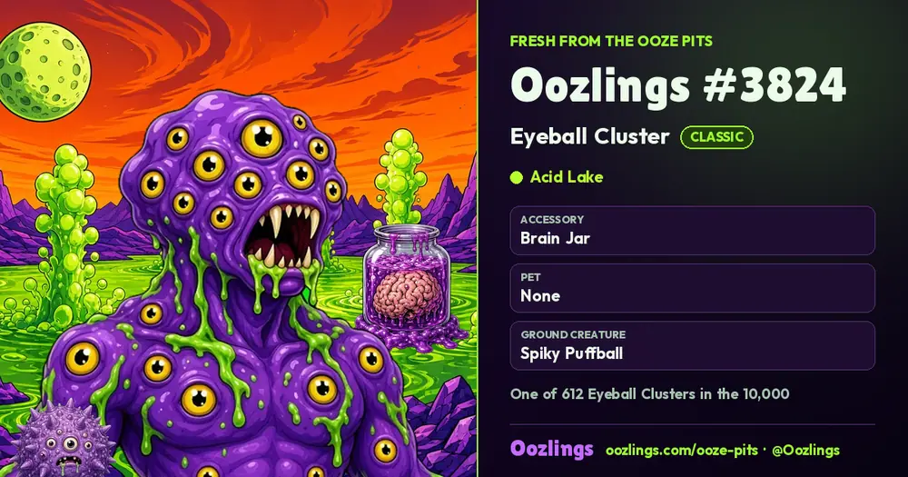 Oozlings #3824, a Classic Eyeball Cluster in Acid Lake