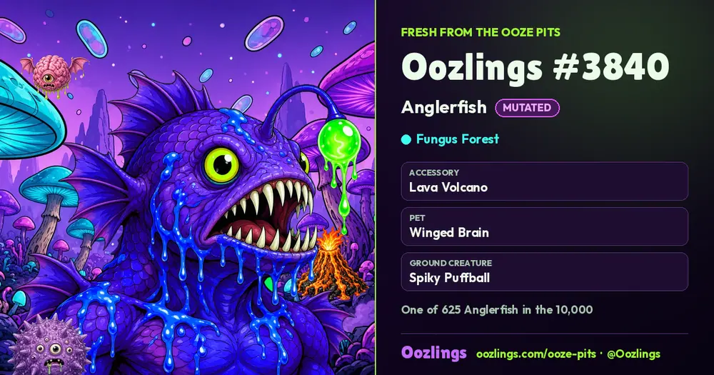 Oozlings #3840, a Mutated Anglerfish in Fungus Forest