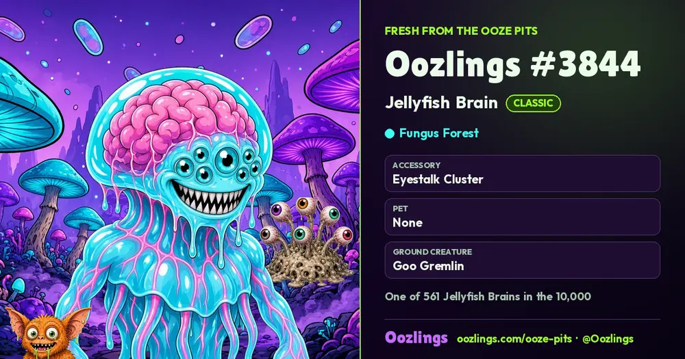 Oozlings #3844, a Classic Jellyfish Brain in Fungus Forest