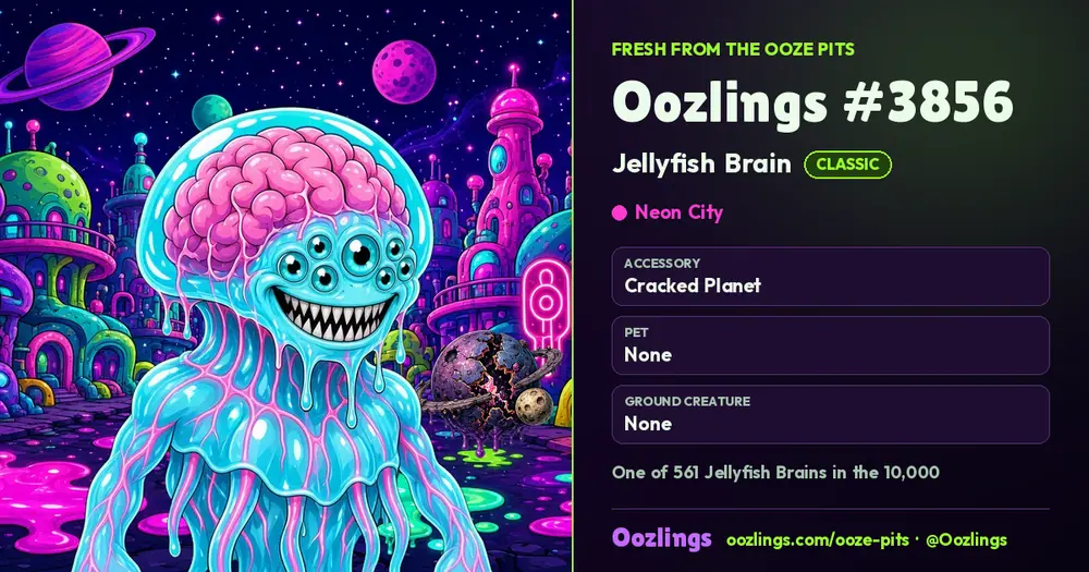 Oozlings #3856, a Classic Jellyfish Brain in Neon City