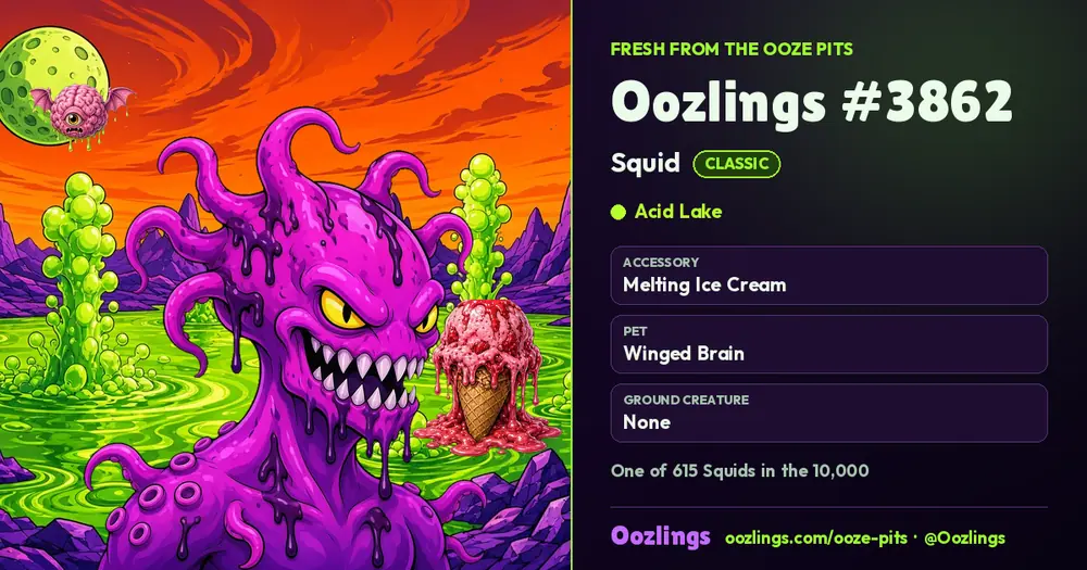 Oozlings #3862, a Classic Squid in Acid Lake