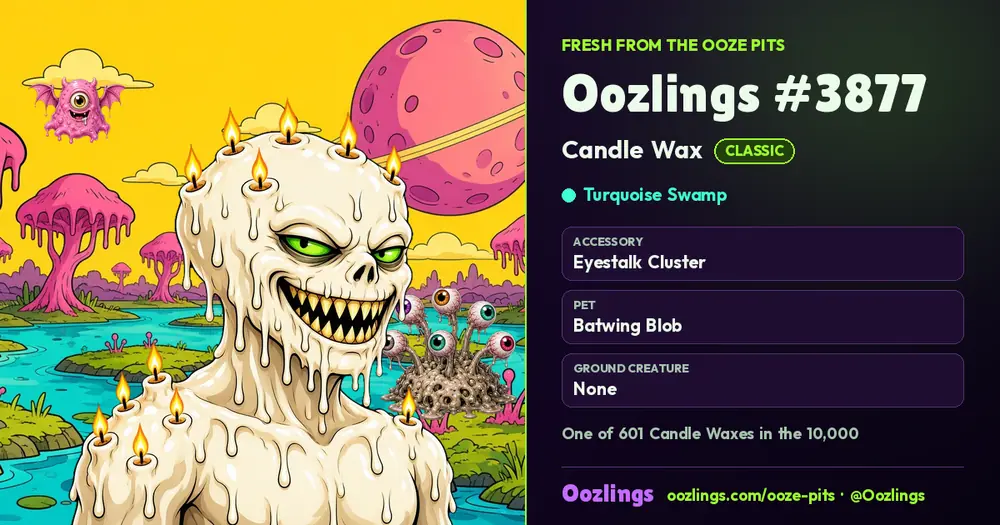 Oozlings #3877, a Classic Candle Wax in Turquoise Swamp