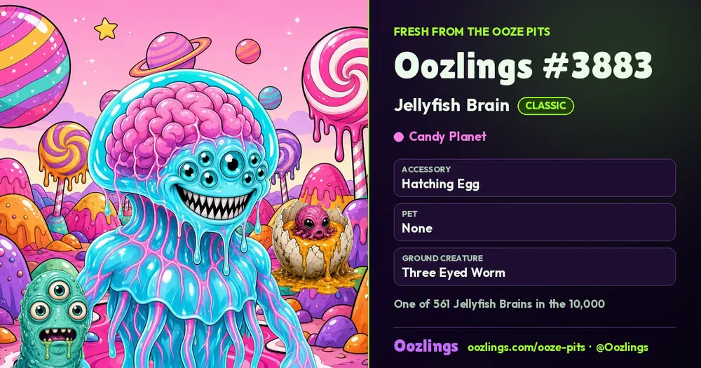 Oozlings #3883, a Classic Jellyfish Brain in Candy Planet