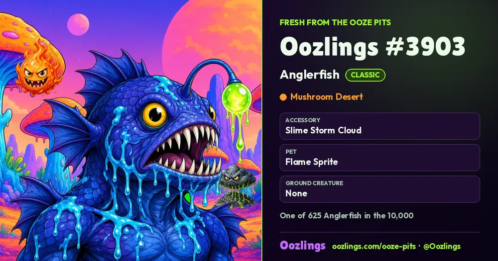 Oozlings #3903, a Classic Anglerfish in Mushroom Desert