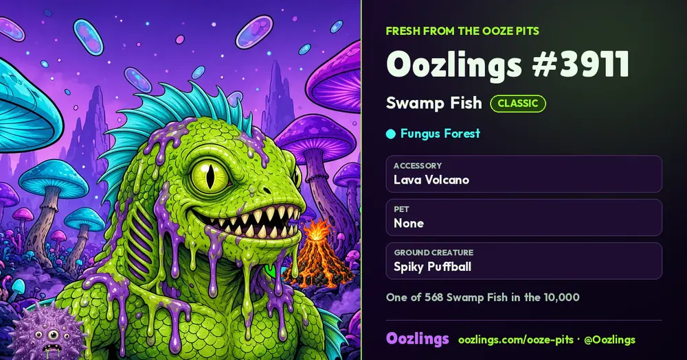 Oozlings #3911, a Classic Swamp Fish in Fungus Forest