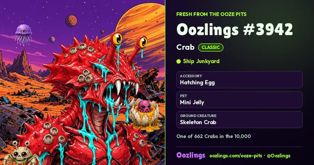 Oozlings #3942, a Classic Crab in Ship Junkyard