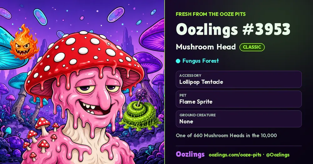 Oozlings #3953, a Classic Mushroom Head in Fungus Forest