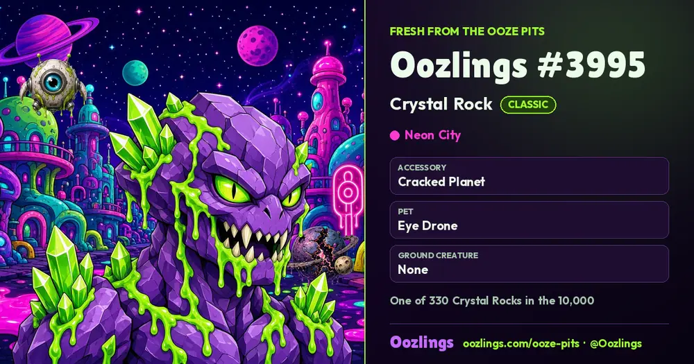 Oozlings #3995, a Classic Crystal Rock in Neon City