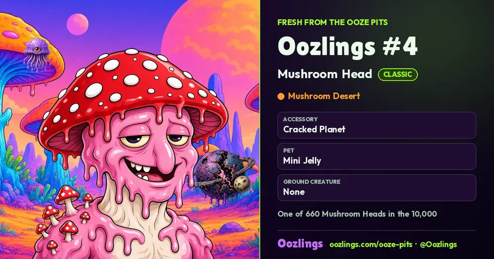 Oozlings #4, a Classic Mushroom Head in Mushroom Desert