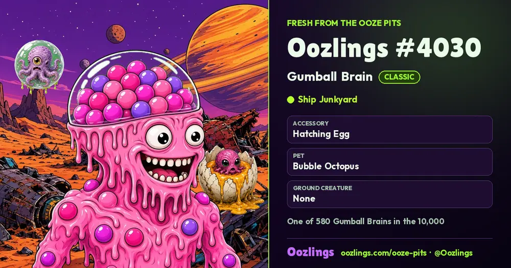 Oozlings #4030, a Classic Gumball Brain in Ship Junkyard