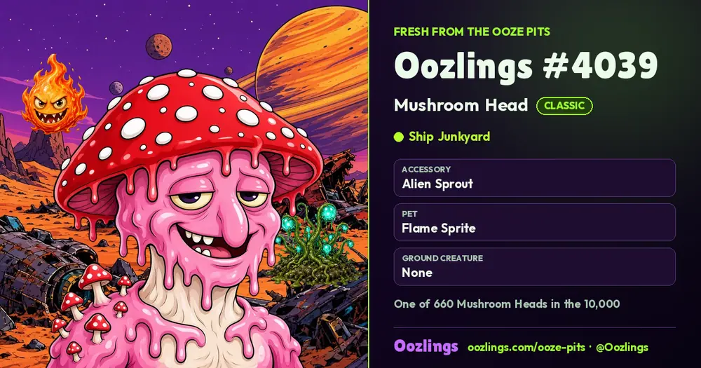 Oozlings #4039, a Classic Mushroom Head in Ship Junkyard
