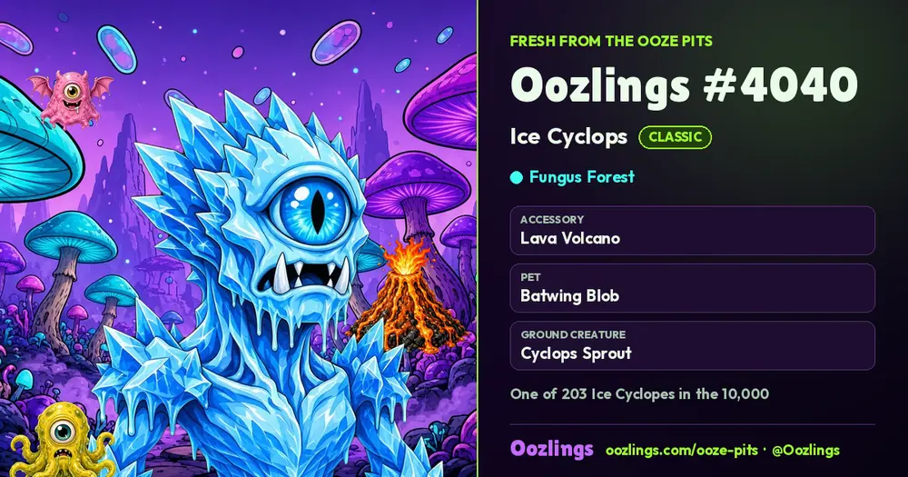 Oozlings #4040, a Classic Ice Cyclops in Fungus Forest