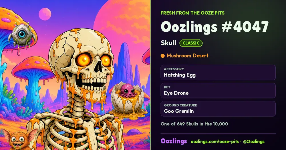Oozlings #4047, a Classic Skull in Mushroom Desert