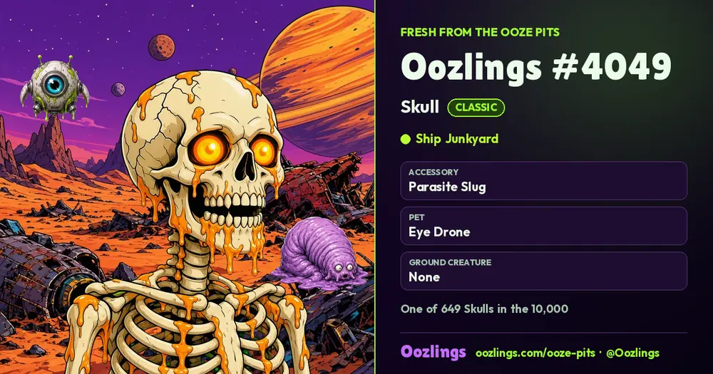 Oozlings #4049, a Classic Skull in Ship Junkyard