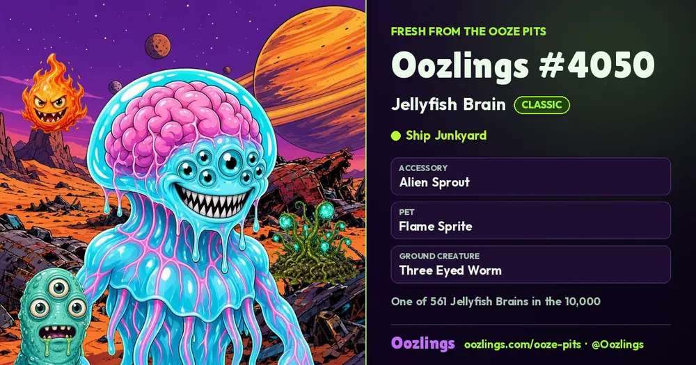Oozlings #4050, a Classic Jellyfish Brain in Ship Junkyard
