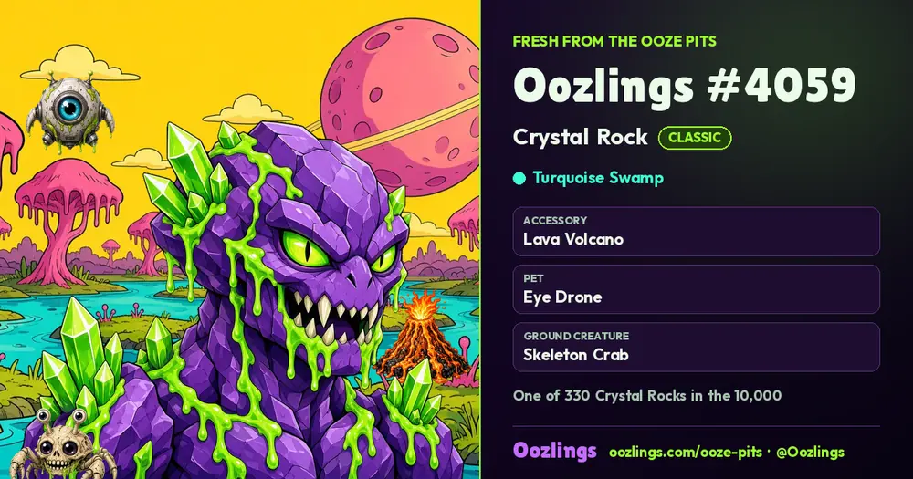 Oozlings #4059, a Classic Crystal Rock in Turquoise Swamp