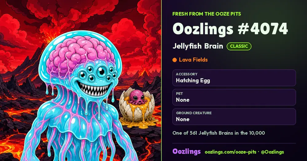 Oozlings #4074, a Classic Jellyfish Brain in Lava Fields