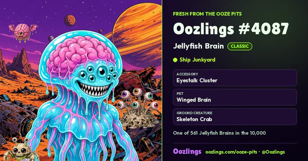 Oozlings #4087, a Classic Jellyfish Brain in Ship Junkyard