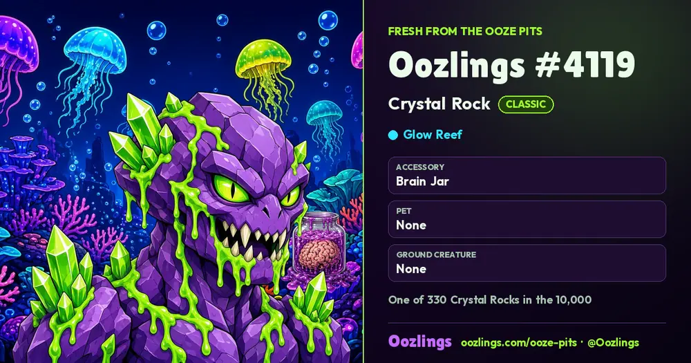Oozlings #4119, a Classic Crystal Rock in Glow Reef