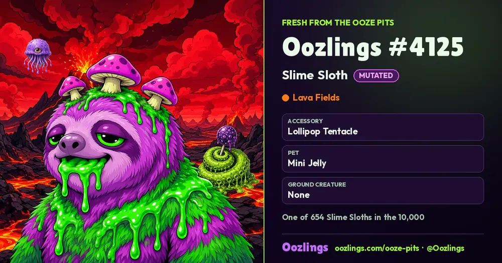 Oozlings #4125, a Mutated Slime Sloth in Lava Fields