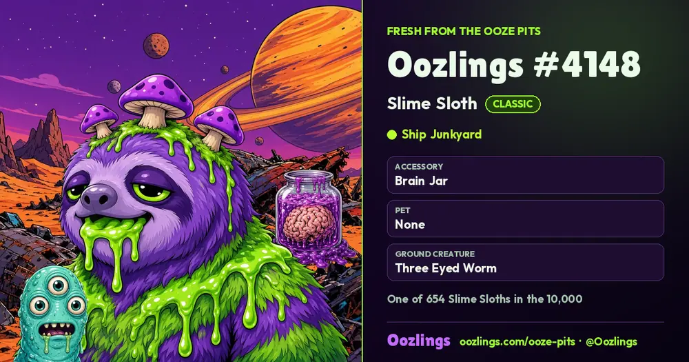 Oozlings #4148, a Classic Slime Sloth in Ship Junkyard