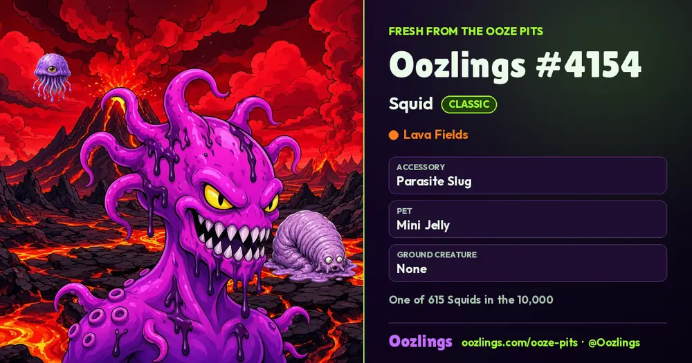 Oozlings #4154, a Classic Squid in Lava Fields