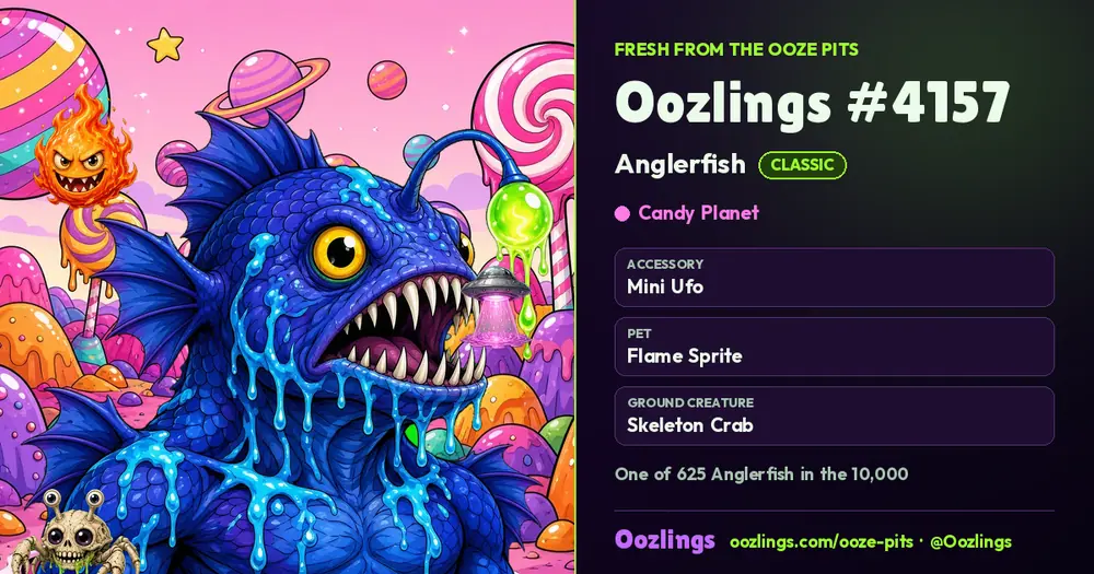 Oozlings #4157, a Classic Anglerfish in Candy Planet