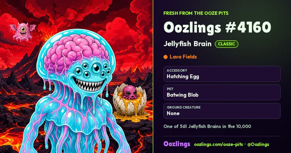 Oozlings #4160, a Classic Jellyfish Brain in Lava Fields