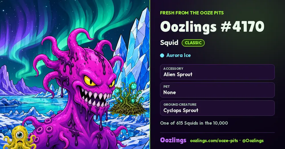 Oozlings #4170, a Classic Squid in Aurora Ice