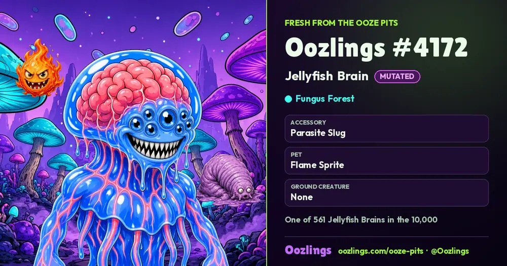 Oozlings #4172, a Mutated Jellyfish Brain in Fungus Forest