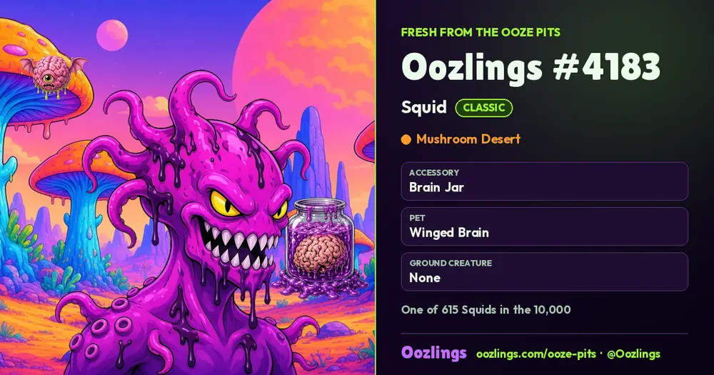 Oozlings #4183, a Classic Squid in Mushroom Desert
