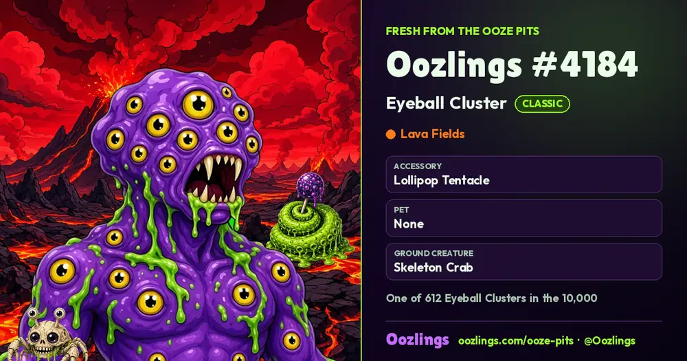 Oozlings #4184, a Classic Eyeball Cluster in Lava Fields