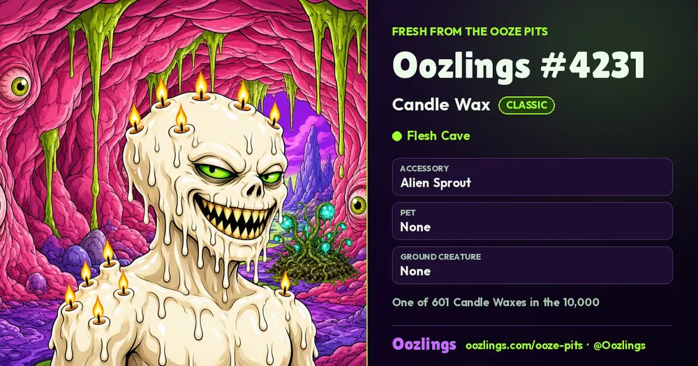 Oozlings #4231, a Classic Candle Wax in Flesh Cave