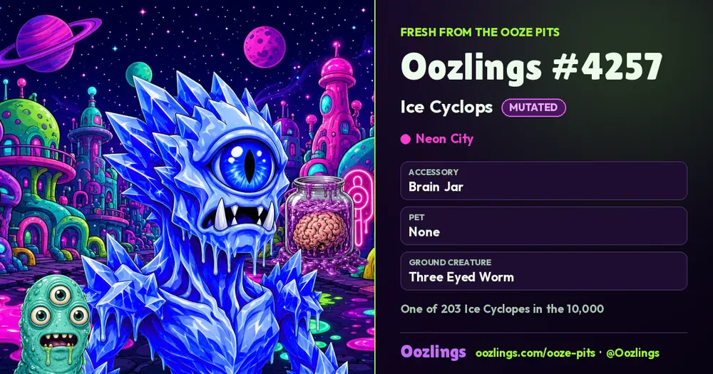 Oozlings #4257, a Mutated Ice Cyclops in Neon City