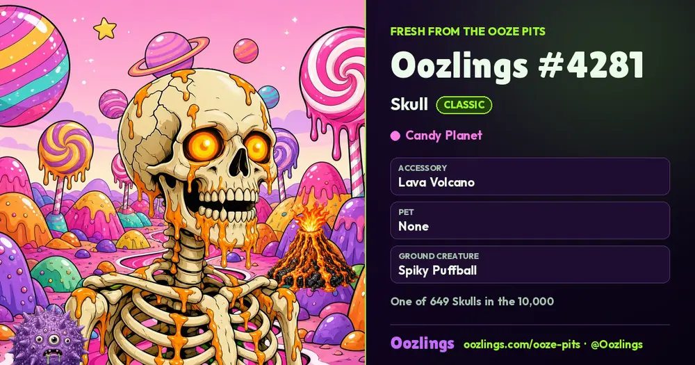 Oozlings #4281, a Classic Skull in Candy Planet