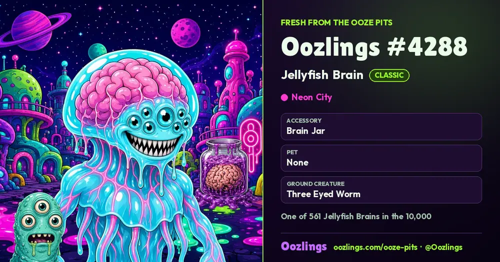Oozlings #4288, a Classic Jellyfish Brain in Neon City