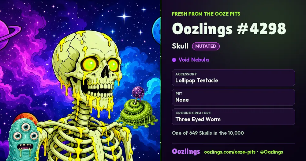 Oozlings #4298, a Mutated Skull in Void Nebula
