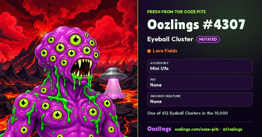 Oozlings #4307, a Mutated Eyeball Cluster in Lava Fields