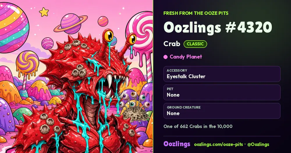 Oozlings #4320, a Classic Crab in Candy Planet