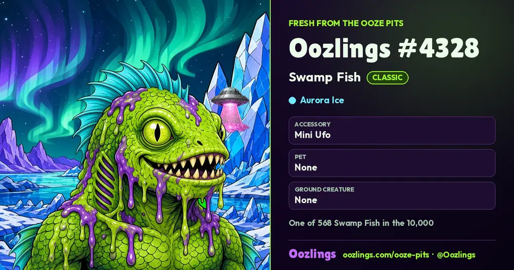 Oozlings #4328, a Classic Swamp Fish in Aurora Ice