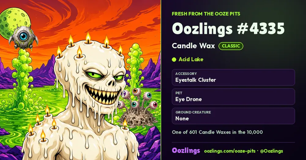 Oozlings #4335, a Classic Candle Wax in Acid Lake