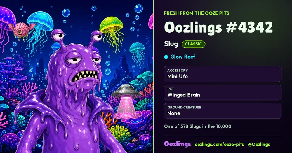 Oozlings #4342, a Classic Slug in Glow Reef